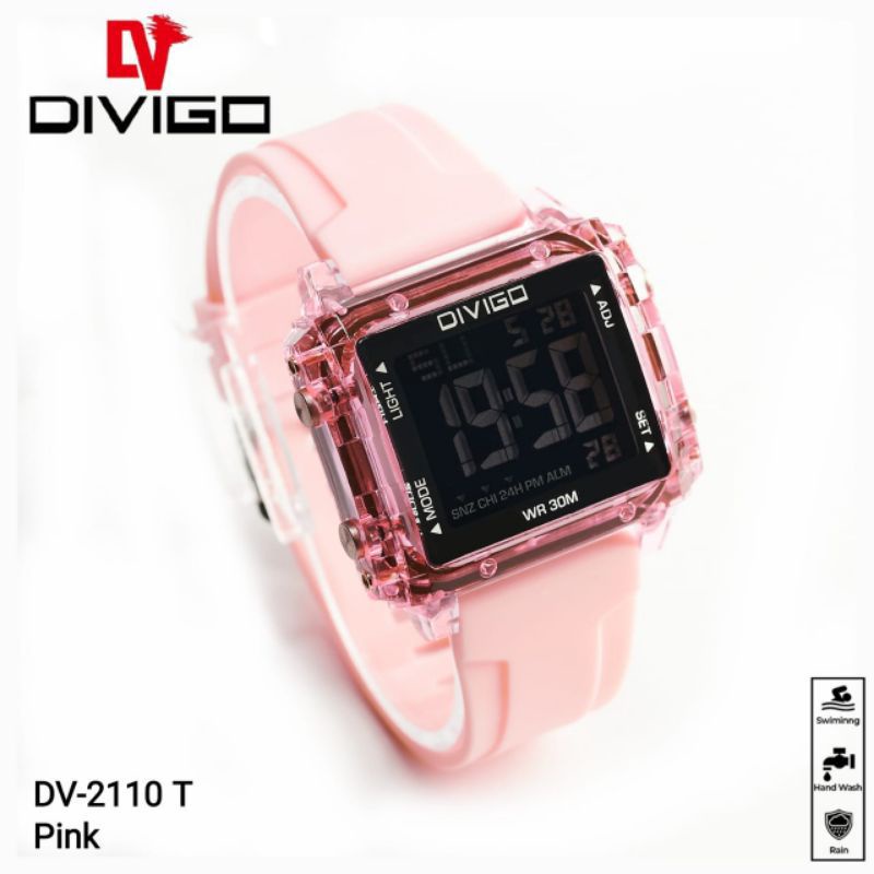 (Terima Cod)Jam Tangan Wanita/Pria Divigo Traspadan Digital Anti Air/Water Resist Strap Rubber/Karet