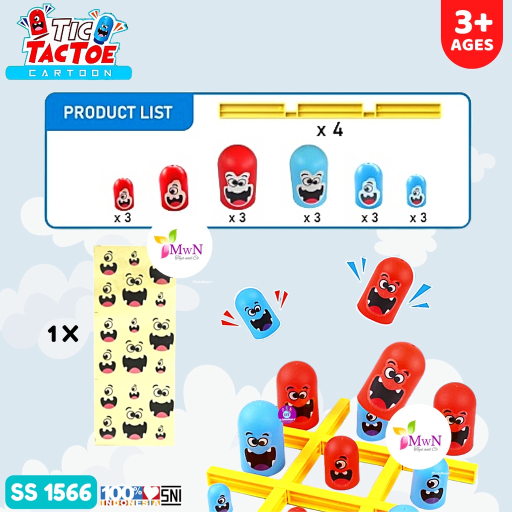 MWN Mainan Edukasi Strategy Tic TacToe Board Game SS1566