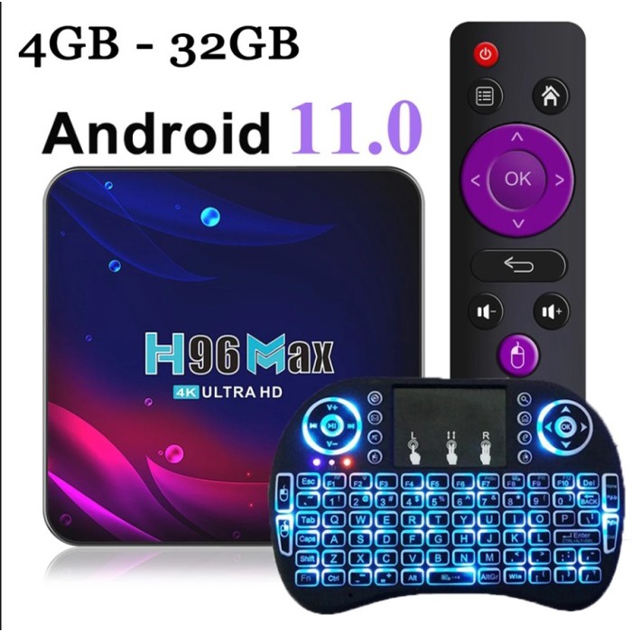 Tv Box Android Tv Box H96 Max 4Gb 32Gb Bluetooth Miracast Resolusi 4K