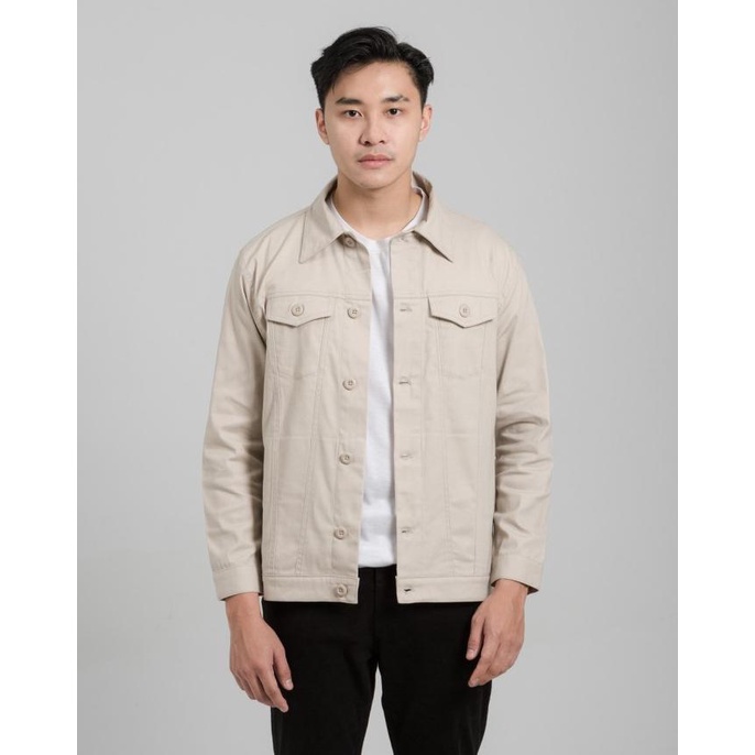 LIVEHAF - Trucker Canvas Jacket Light Cream
