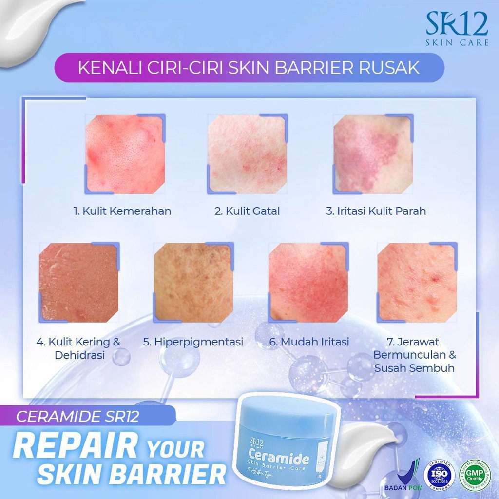 Ceramide Skin Barrier Care SR12 / Glowing Maximal / Pelembab wajah semua jenis kulit / Moisturizer / Cream wajah glowing / Krim wajah / kulit berminyak / kulit kering / Flek hitam / Jerawat / Shiyou Collagen Drink / Skincare SR12 / Perawatan Wajah SR12