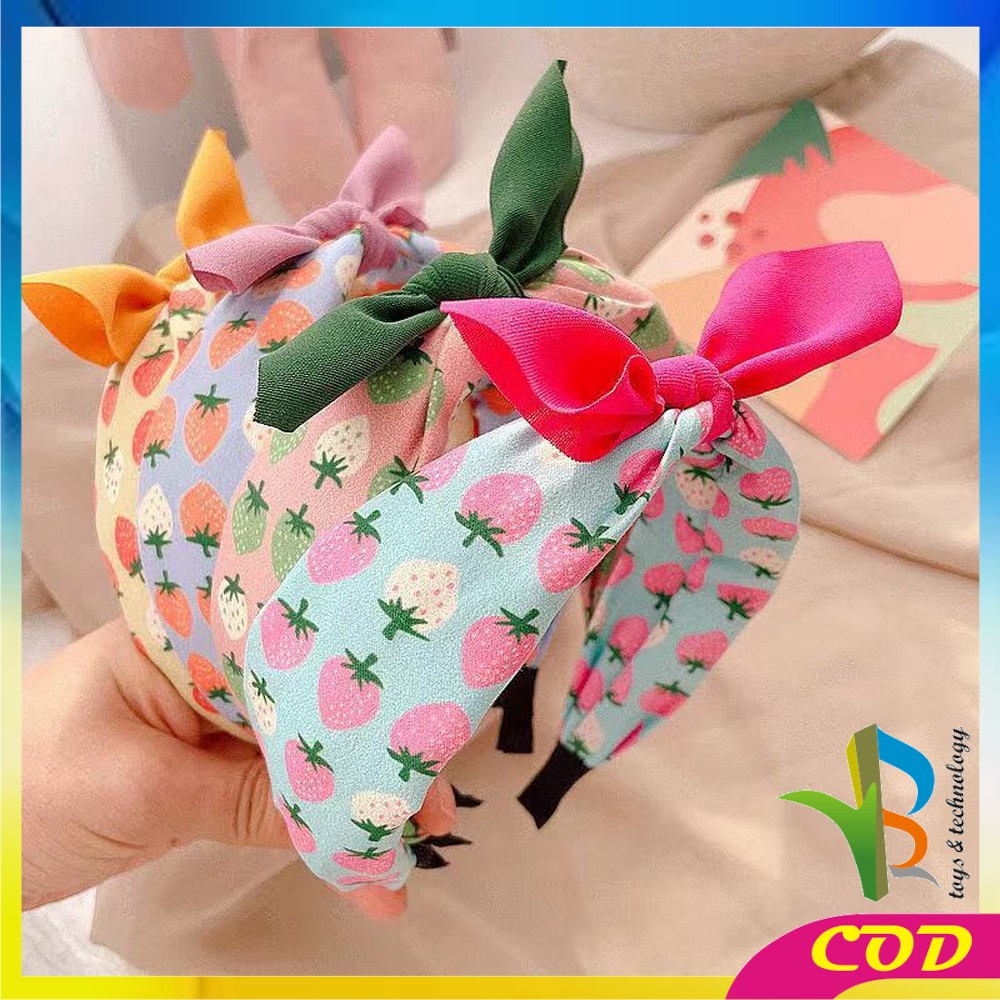 RB-C741 Bando Anak Bandana Kain Motif Pita Kupu Model Simpul Headband Aksesoris Rambut Wanita Ala Korean Style Import