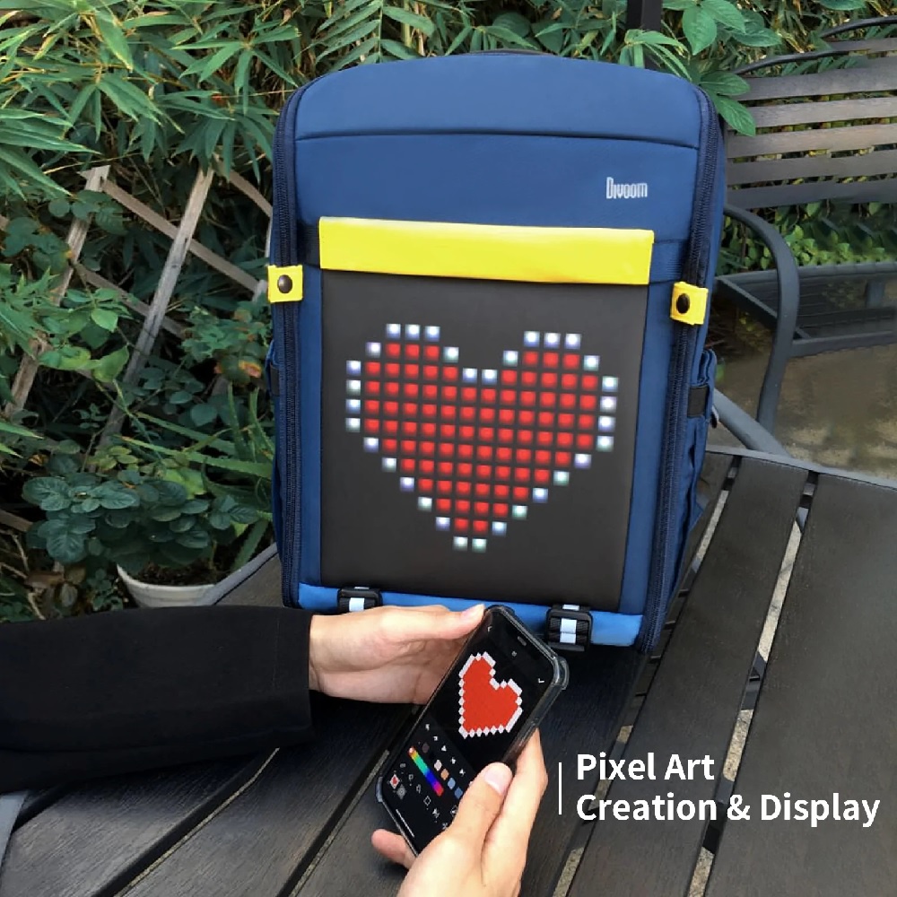 DIVOOM BACKPACK S Customizable Pixel Art LED Display Backpack FREE POWERBANK 10000MAH - Tas Ransel Trendy dengan LED Pixel Art - Bisa Diatur Sesuka Hati