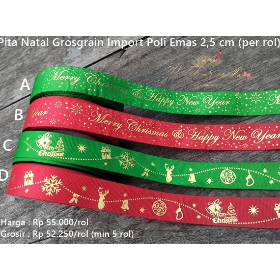 

GNATL-310 : Pita Natal Grosgrain Import Poli Emas 2,5 cm (per rol)