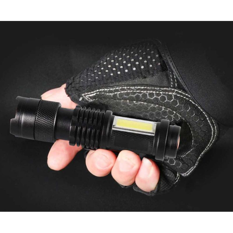 Shustar Senter LED Mini Flashlight USB Rechargerable XPE + COB - S-002