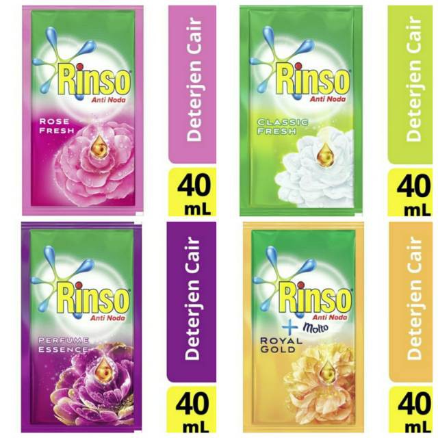 Rinso Cair Anti Noda + Molto 40 ML 1 Renceng Isi 6 Pcs