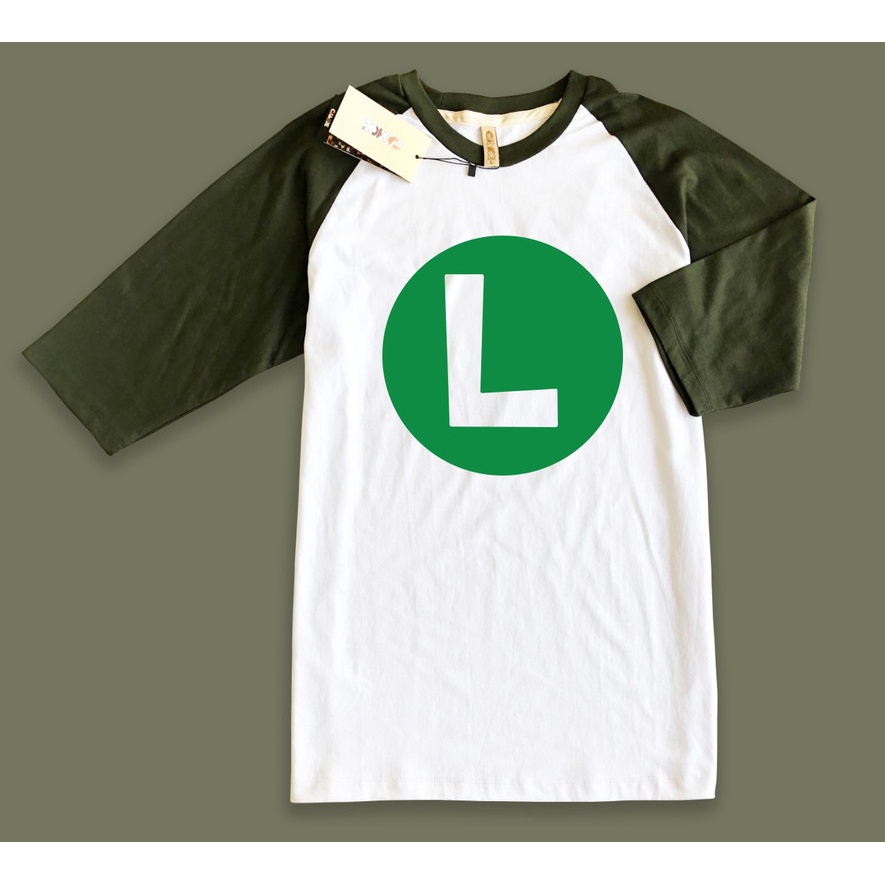 Kaos Raglan Super Mario Luigi L logo