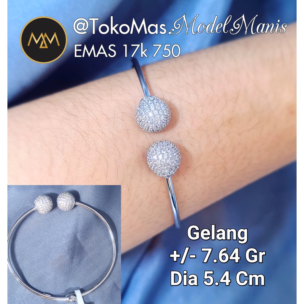 Gelang Tinju Bola Mata-mata emas rosegold putih 750 kadar 17k