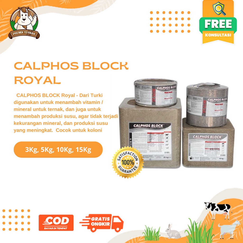 MINERAL BLOK 3KG - MINERAL BLOK KAMBING PERAH - MINERAL BLOK KAMBING - CALPHOS BLOCK Sapi dan Kambing Perah