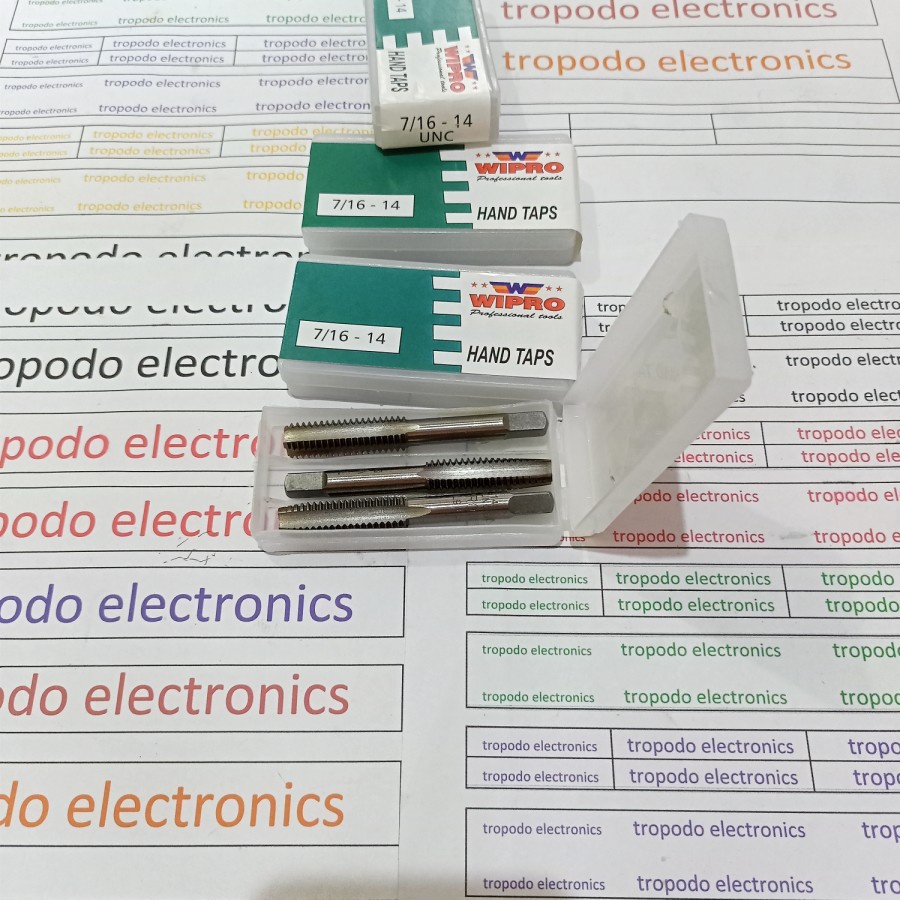 Hand Tap Set Inch WIPRO Size 1/8 x 40 BSW, 5/32 x 32 BSW, 3/16 x 24, 3/16 x 32 UNF, 1/4 x 20 BSW, 1/