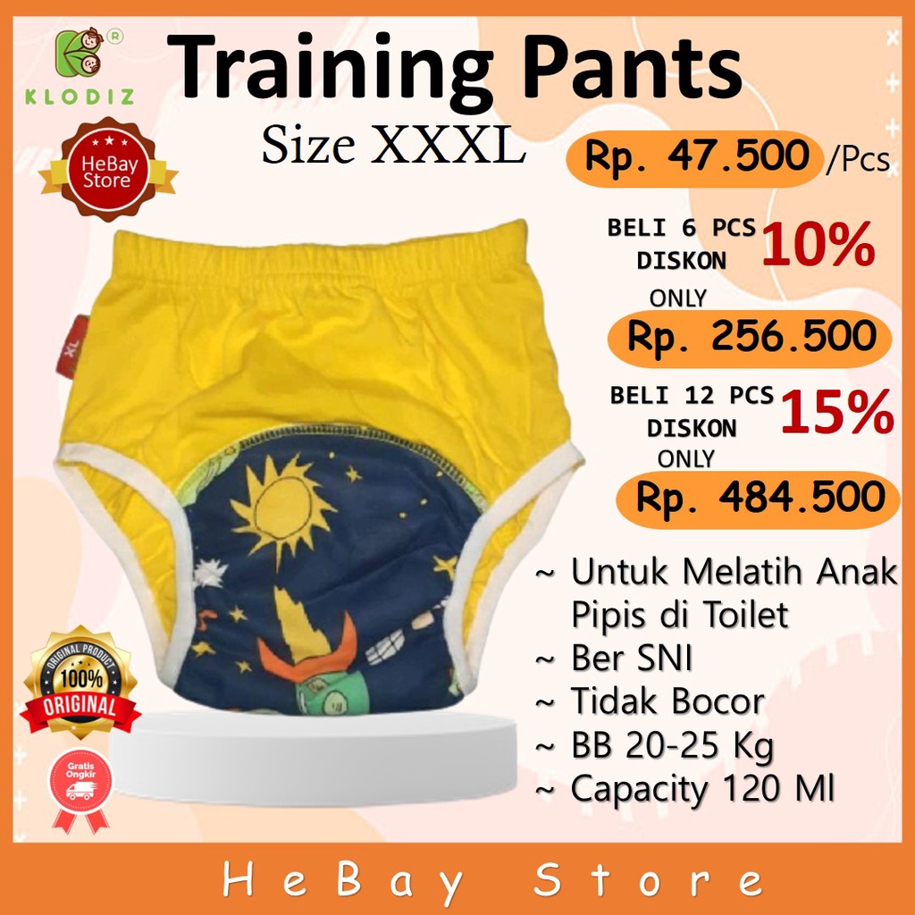 Klodiz Training Pant Super Jumbo Size XXXL BB 20-25 Kg Clodi Traning Pants Celana Dalam Bayi Popok L