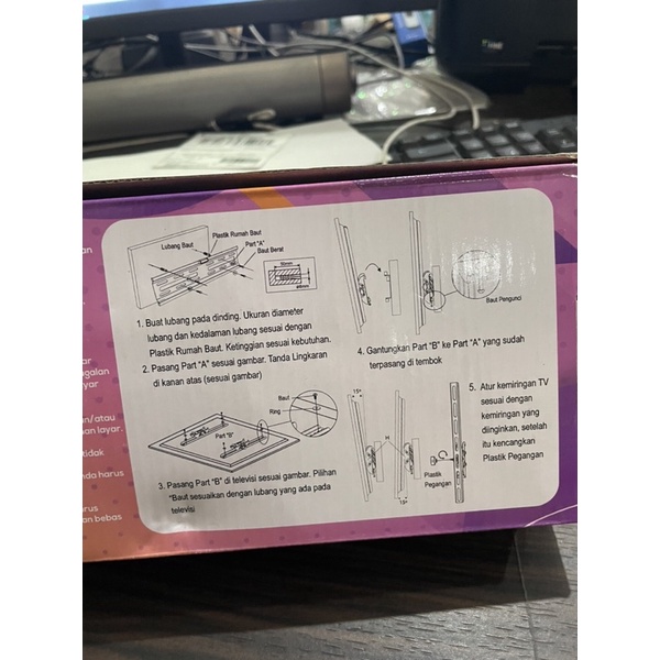 BREKET BRACKET TV LED LCD 14-32 inch merk PELOR BISA GERAK ATAS BAWAH