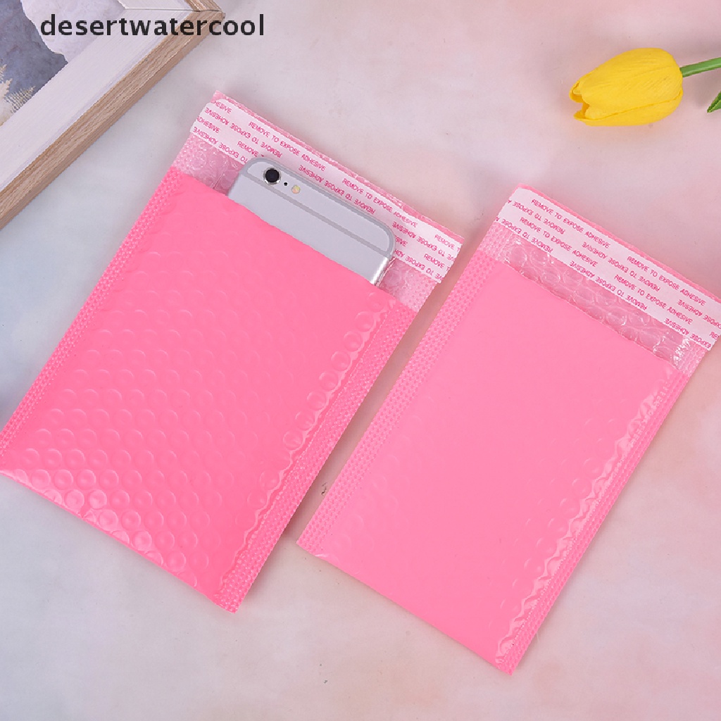 Deid 10pcs Kantong Bubble Bag Padded Bahan Plastik Warna Pink Untuk Pengiriman Barang