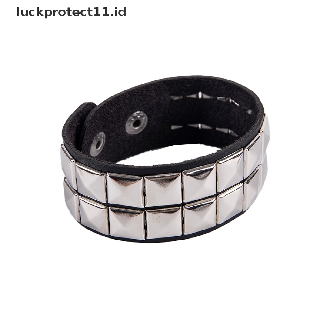 Gelang Bangle Cuff Lebar Aksen Rivet Unik Gaya Punk Gothic Rock Untuk Pria / Wanita