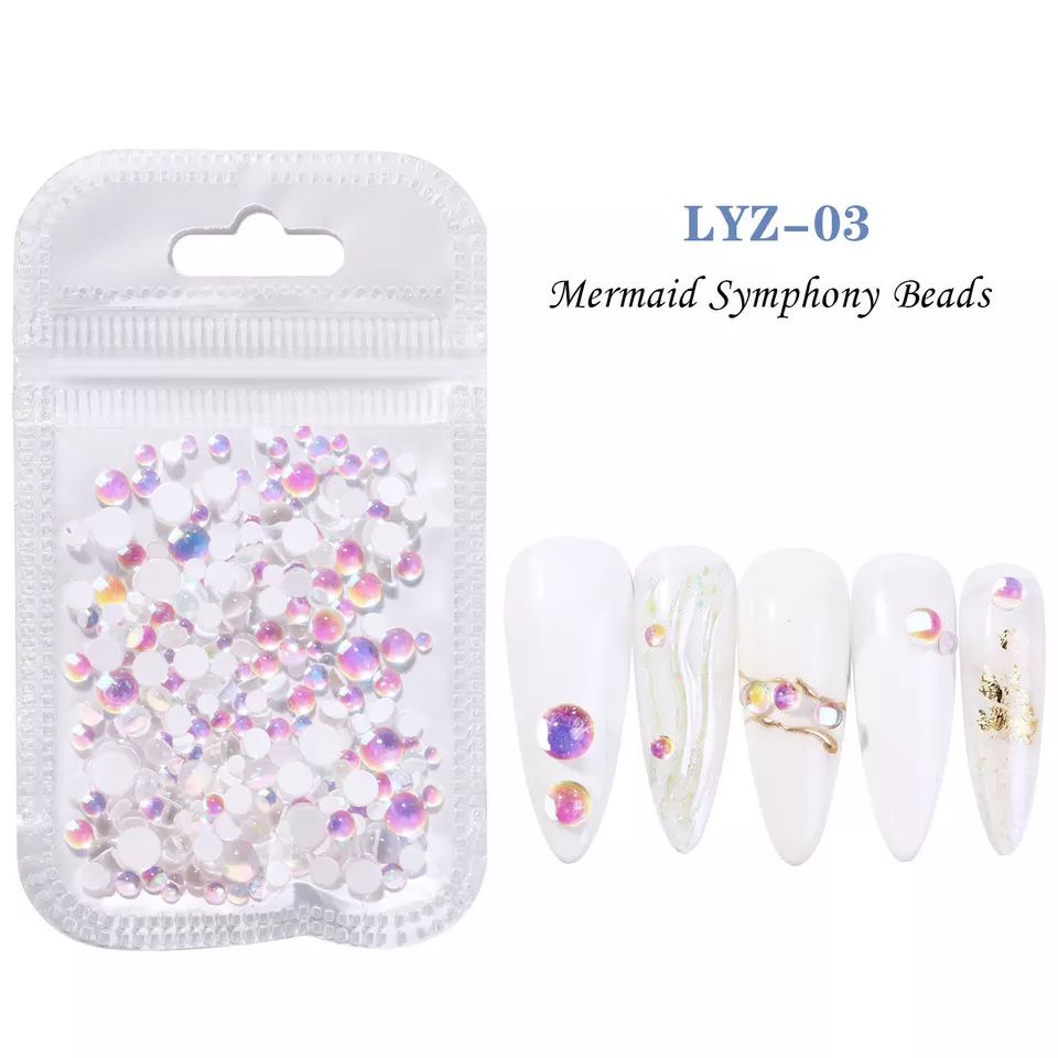 NEW Pearl Mermaid Symphony Beads Mix Sized Best Seller / Dekorasi Kuku Pearl Pelangi