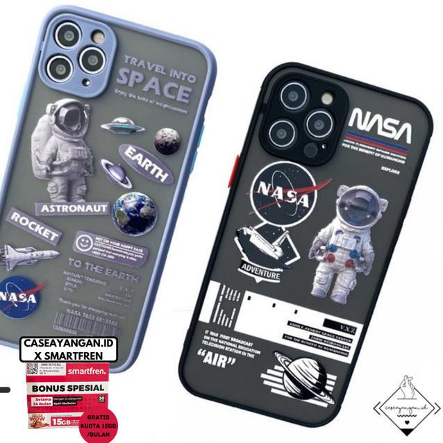 Nasa Lens Cover Case Oppo A3S A5S C1 A7 F9 A31 A12 Casing Doff Hybrid - BLACK, A31