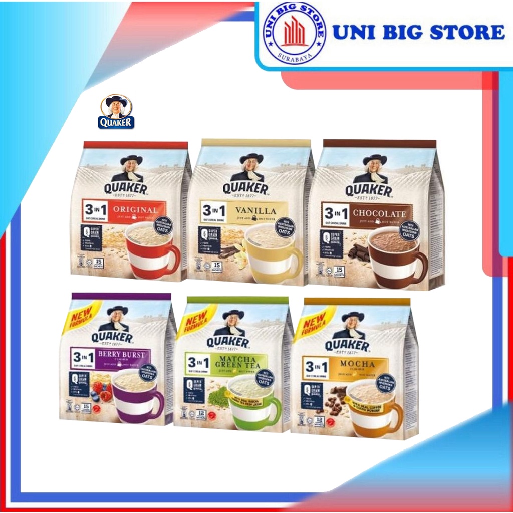 Jual QUAKER 3 in 1 Oat Cereal Drink Original Vanila Coklat Matcha Moka ...