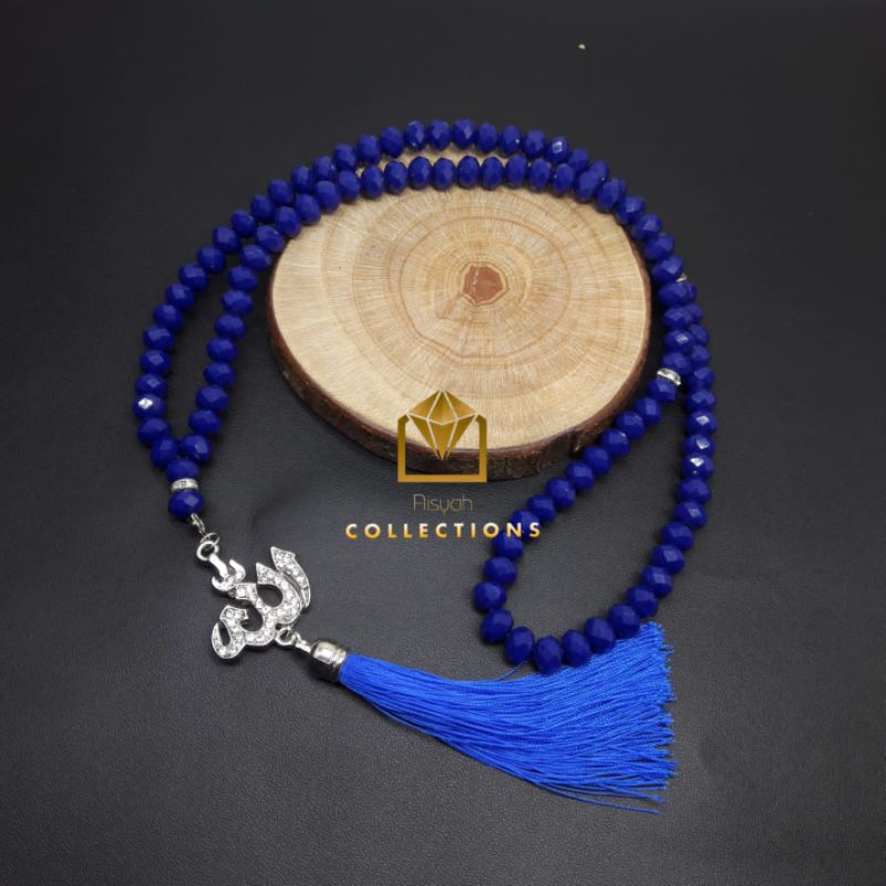 Tasbih Kristal Warna Biru Dongker 8 mm 99 Butir