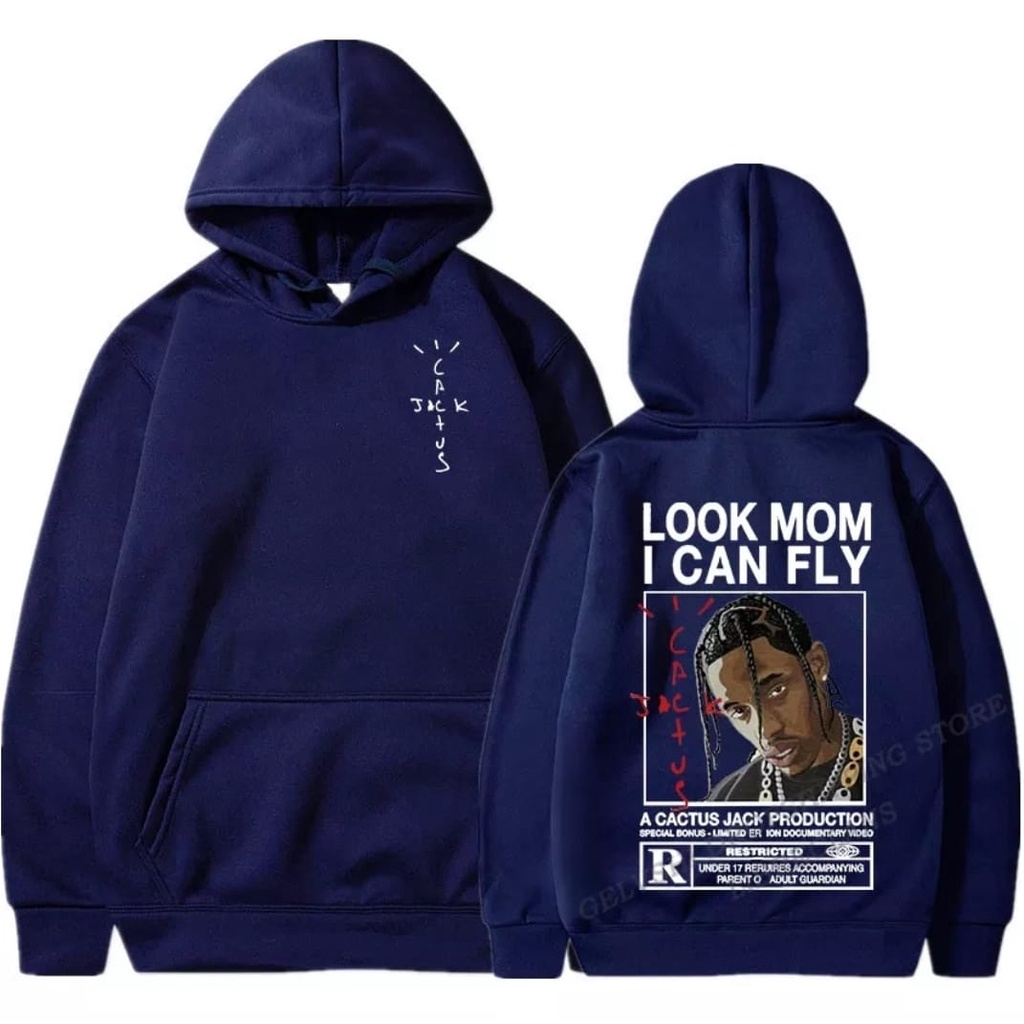 Cactus Jack| Hoodie Sweater Jumper Distro Pria Fullsablon Edition Premium LOOK MOM I CAN FLY jaket distro sweater - Hitam