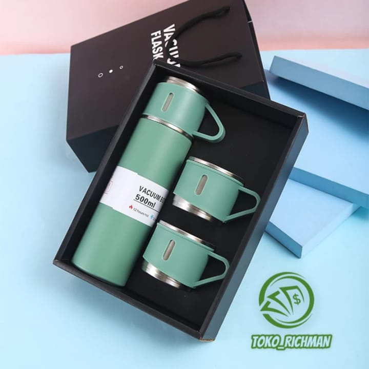 Termos vacuum flask stainless steel 500ml Botol minum cangkir 3in 1