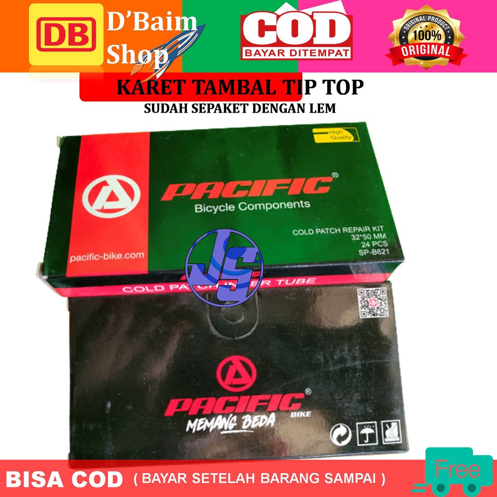 Termurah,,,,,, ! Tambal Ban Tip Top Cold Patch pacific  24 PCS Untuk Sepeda dan Motor