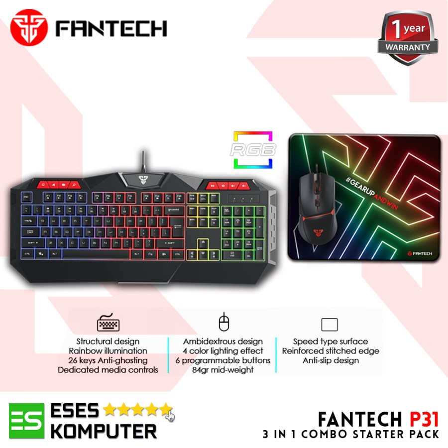 Fantech 3 in 1 P31 Combo Gaming - Keyboard - Mouse - Mousepad - Resmi