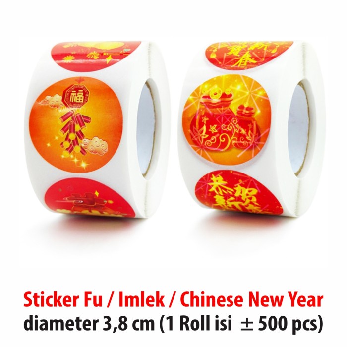 

Sticker Imlek Fu Tahun Baru Cina Stiker Label Fuk Hoki CNY Bundar diameter 3,8 cm