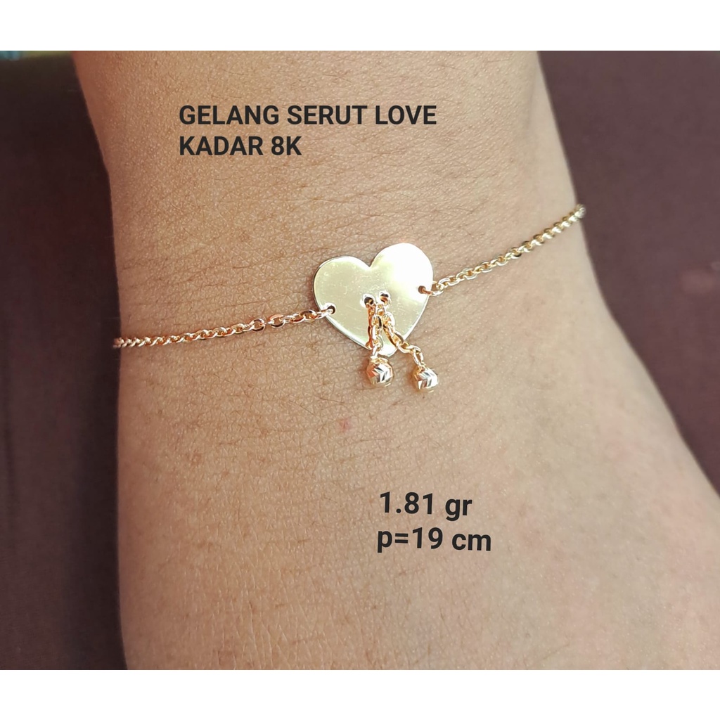 Gelang love serut ringan kadar 375 murah cocok untuk kado