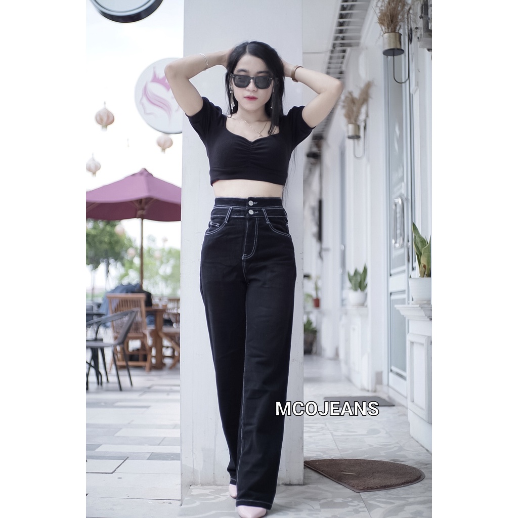 MCO - Celana Wanita - Black Hotty Cullote Basic - Kulot Jeans wanita - OOTD SZ 27-34