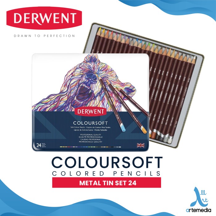 

[COD] Pensil Warna Derwent 24 Tin Coloursoft Color Pencil - 24 NEW COVER