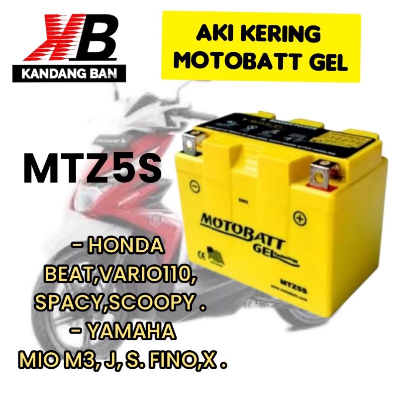 AKI MOTOBATT GEL MTZ5S UNTUK SEMUA MATIC BEAT,VARIO 110,SPACY,SCOOPY, YAMAHA MIO M3, J, S, FINO,X  (100% ORIGINAL)