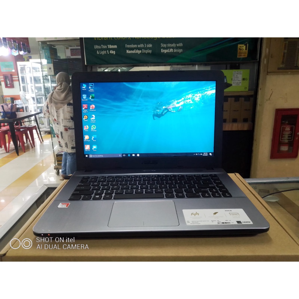LAPTOP LEPTOP ASUS AMD A9 RAM 4GB HDD 1TB GENERASI BARU WINDOWS10 ZOOM SIAP PAKAI GAMING DESIGN RAM 4GB AMD A9 MULUS