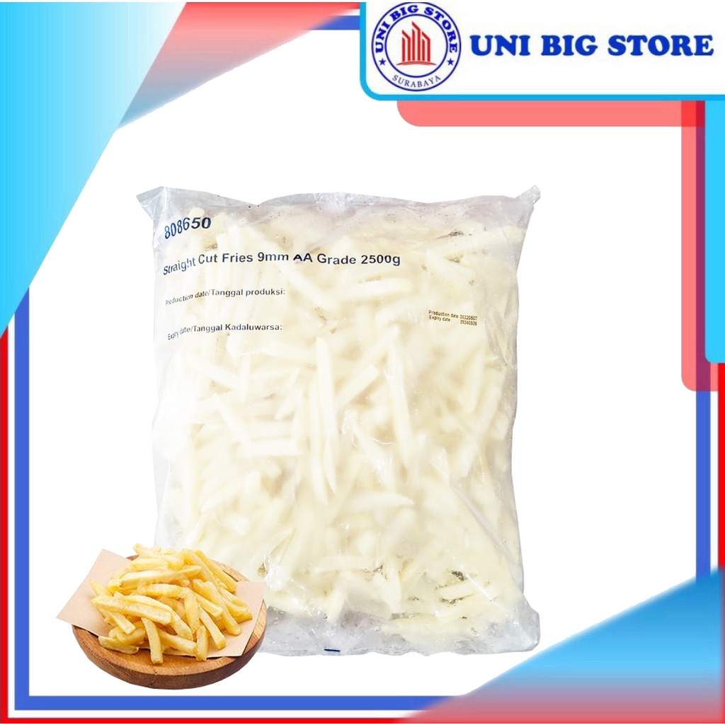 

Aviko Potato Straight Cut 9 mm Kentang Goreng 2.5 Kg 500 gr 1 kg Kemasan Polos