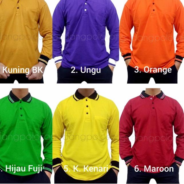 GP KAOS POLO - HIJAU FUJI KERAH HITAM - LENGAN PANJANG - HIJAU FUJI, M