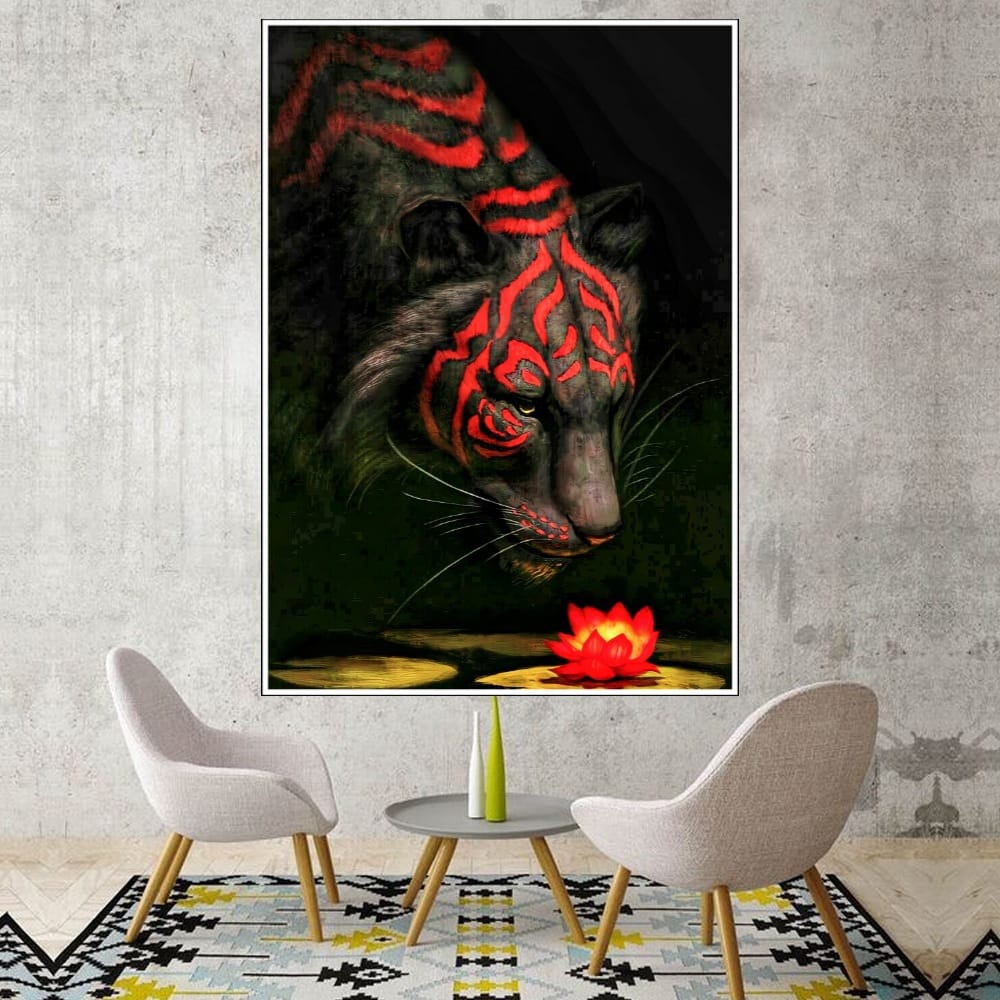 Hiasan Dinding Poster Gambar Harimau Xtra Jumbo Besar Best seller Ukuran 100x70cm 150x100cm 200x100c