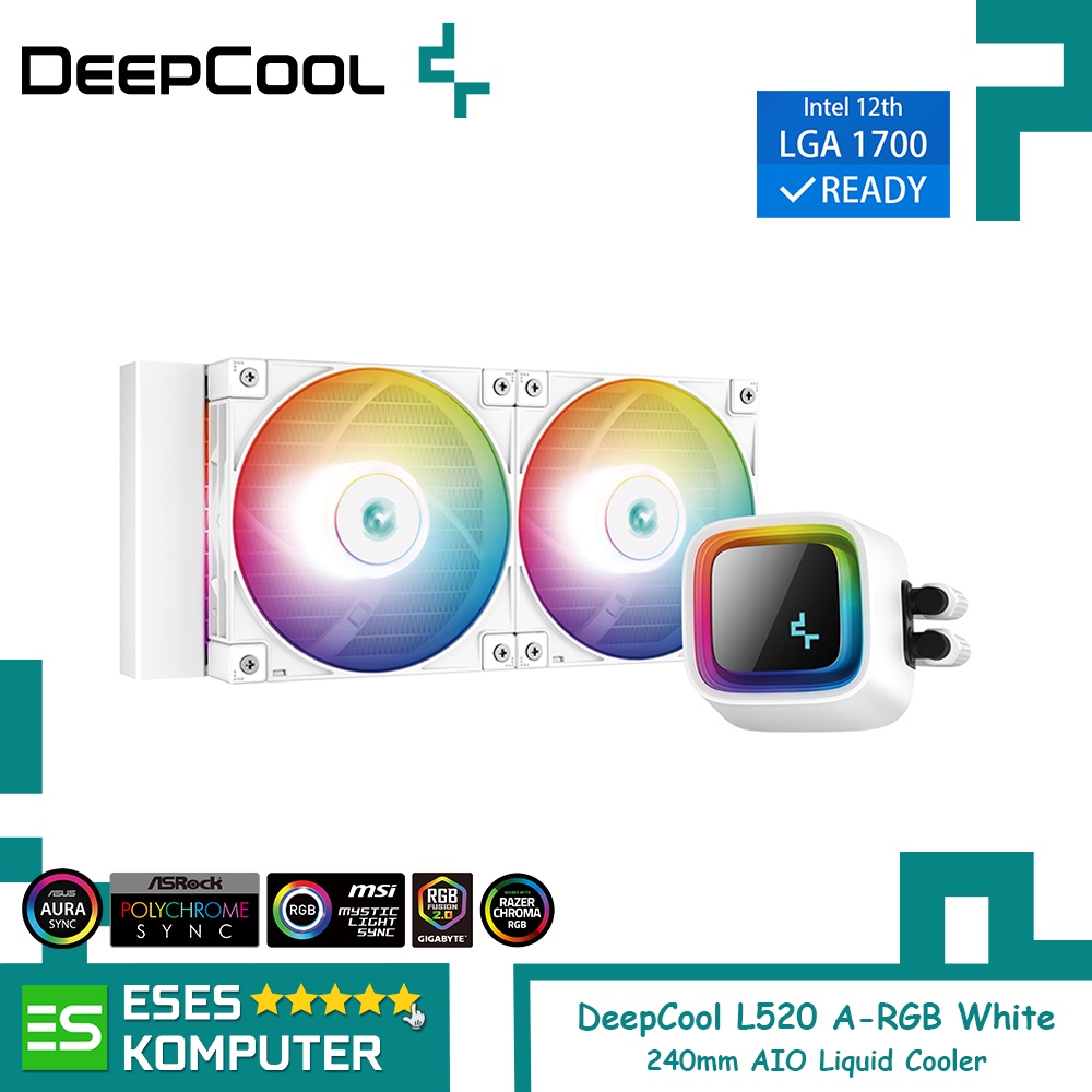 DeepCool LS520 ARGB White | AIO 240mm ARGB Sync CPU Liquid Cooler