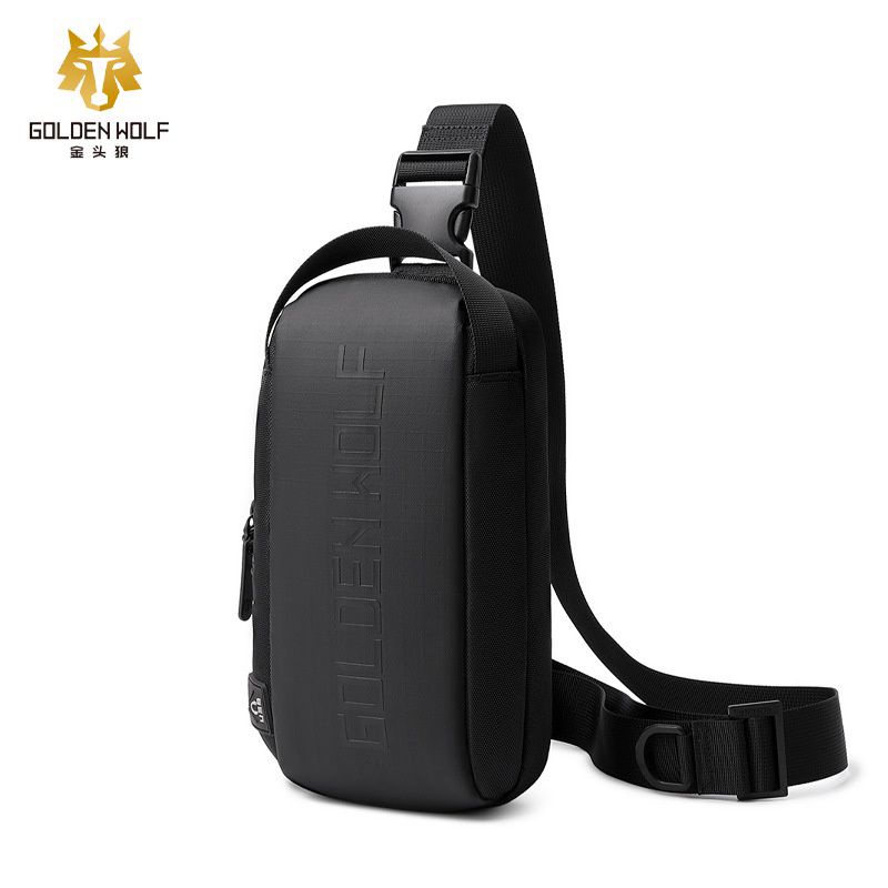 BANGE Tas Selempang Tahan Air Fashion Sling Bag Pria with Charger Slot - 6003 - Black