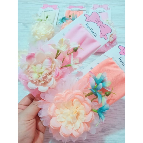 aksesories rambut bandana bayi bunga elastis