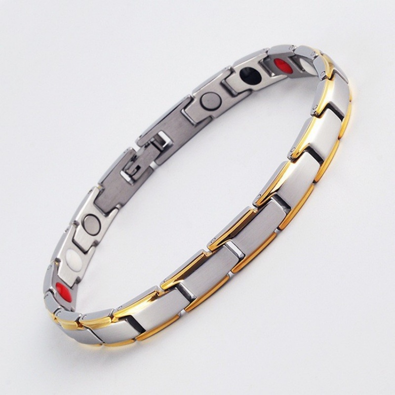 Gelang Terapi Magnetik Bahan Stainless Steel Gaya Hip Hop Untuk Wanita