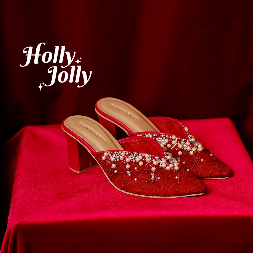 TANASKY - JELITA MAROON  - Sepatu Heels Wanita 7cm - Wedding Shoes