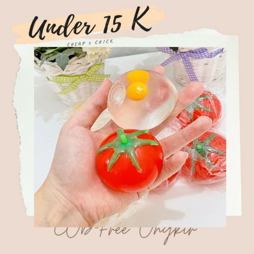 Mainan Bola Pencet Squishy Anak - AC 66 - Stress Ball Squisy Karakter Buah Telur Tikus Bola Mini Mur