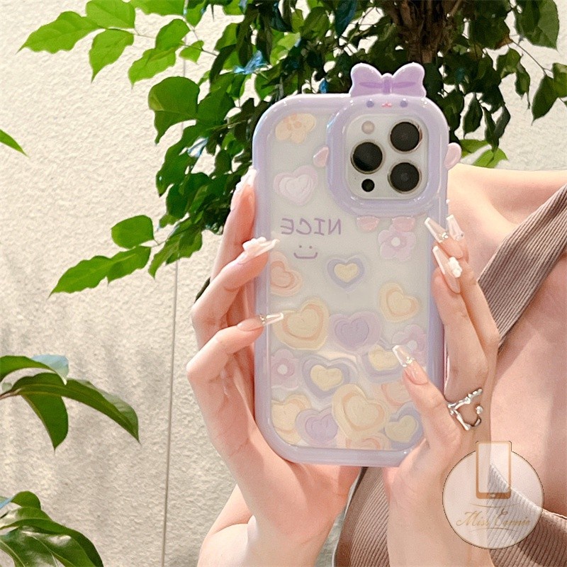 Redmi 9T A1 A1 A1+ 9C NFC 9A 10A 9C 9 10C 10A Note 11 10 9 8 11Pro+10 Pro 9Pro 10s 11s PO CO X3 NFC Pro M3 3D Bow Little Monster Lens Cute Smiley Love Hati Lembut Sarung Belakang TPU