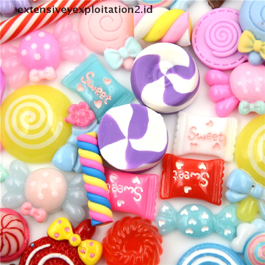 10 Pcs Miniatur Permen Lolipop Bahan Resin Untuk Dekorasi Rumah Boneka