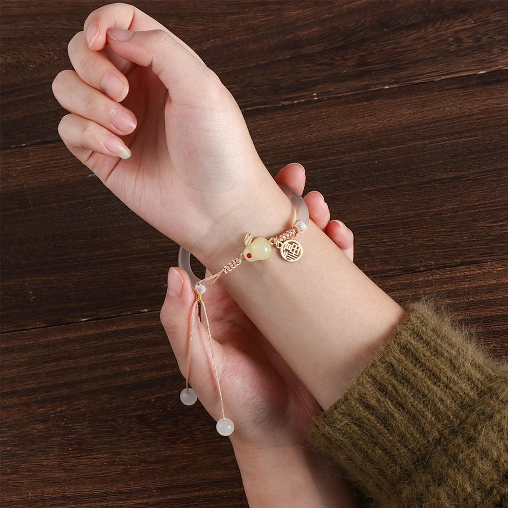 Mxbeauty Gelang Giok Imitasi Klasik Dapat Disesuaikan Hadiah Perhiasan Aksesoris Gadis Hanfu Aksesoris Wanita Bracelet