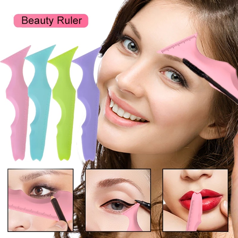 1 Pc Alat Bantu Ukur Eyeliner / Eyeshadow / Alis Multifungsi Bahan Silikon Untuk Makeup / Kosmetik Wanita