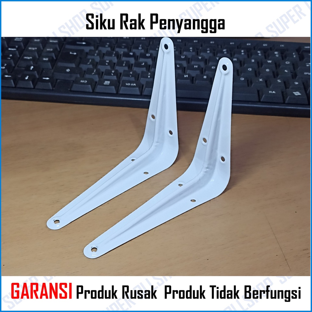 Siku Penyangga Rak Dekorasi Ruangan Putih Varian Size / Siku Rak Dinding Besi Buku L Braket Ambalan Penyimpanan Gantungan Dinding Speaker Sound System Putih