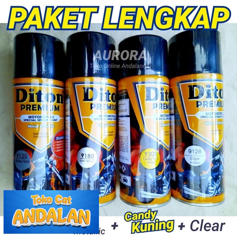 

Toko Andalan - PAKET Diton Premium Candy Tone Yellow 9308 Kuning Candytone / Cat Semprot Pilok Pylox Pilox Kenditon Transparan