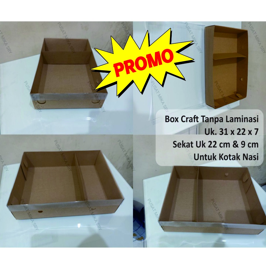 Promo!!! Dus Nasi Cathering Kraft Coklat Tutup Mika Uk. 31 x 22 x 7 cm