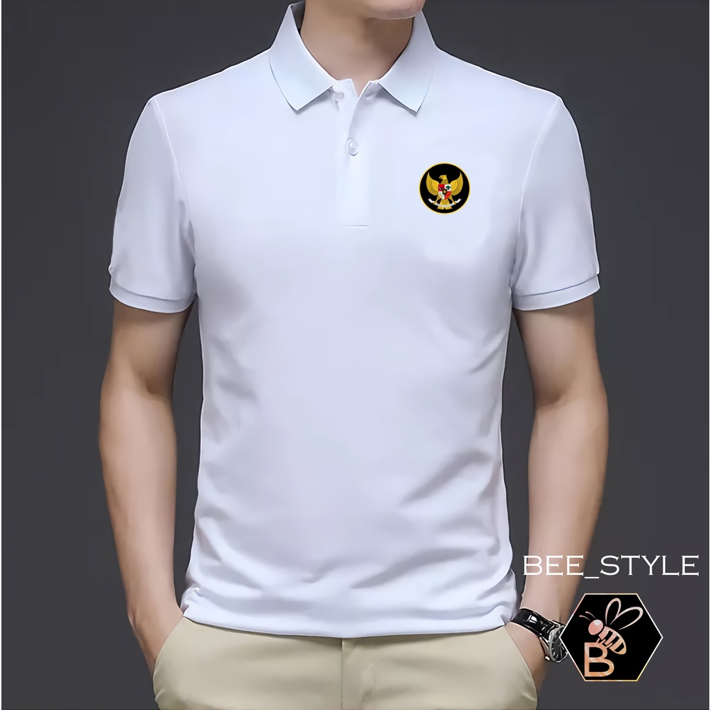 Kaos Kerah Pria Logo Garuda / Kaos Polo Garuda Hitam / Kaos Pria Polo Shirt