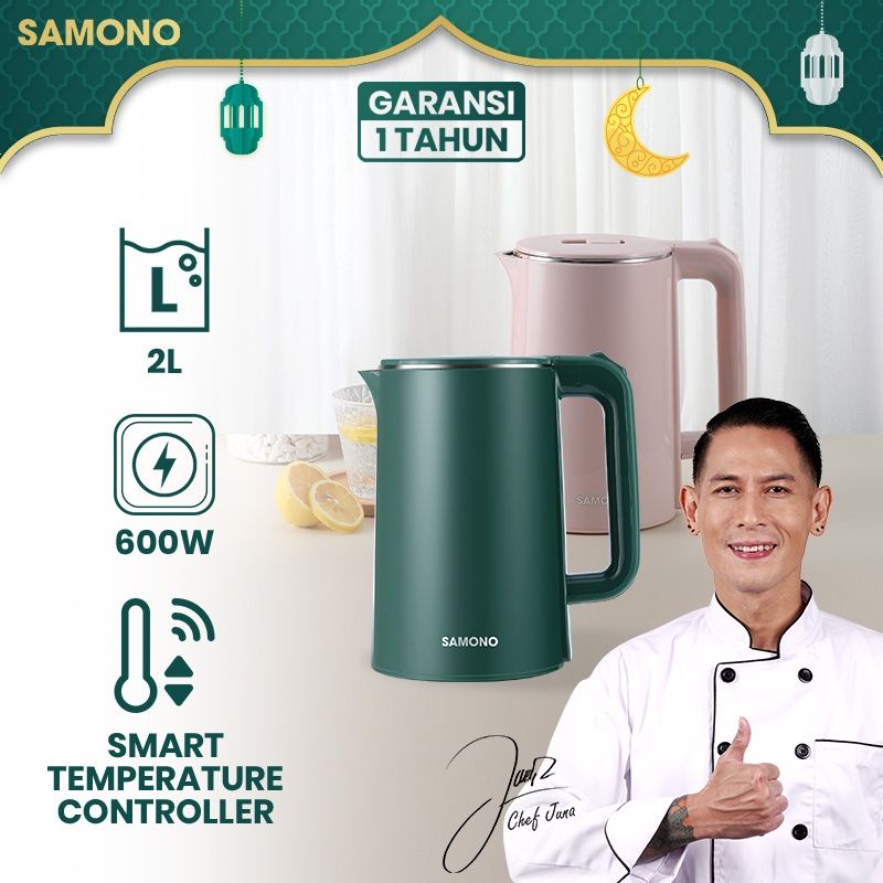 Teko Listrik Samono 2L 600 Watt Pemanas Air Electric Kettle Stainless